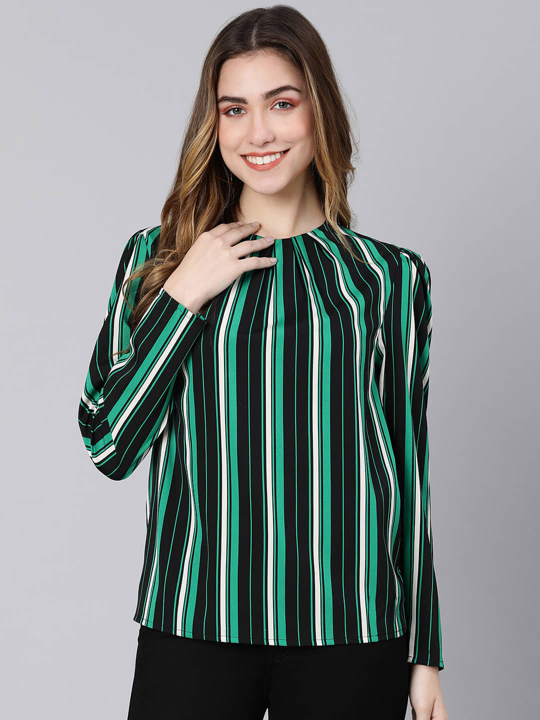 Oxolloxo Green Polyester Women's Regular Top ( Pack of 1 )
