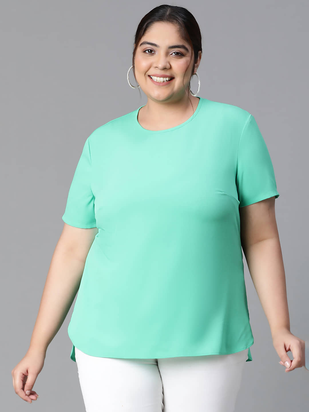 Oxolloxo Women's Polyester Regular Top ( Green )