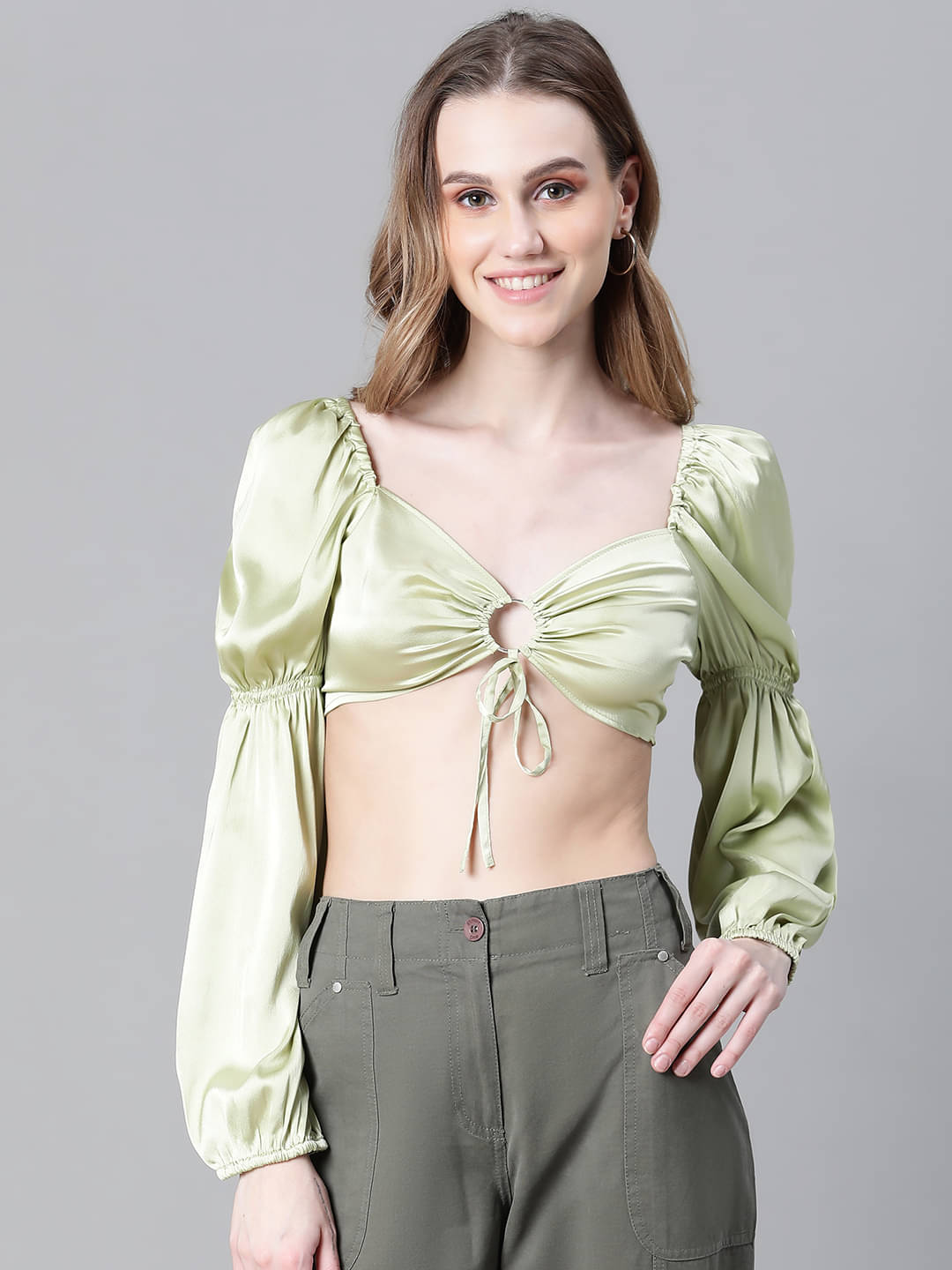     			Oxolloxo Women's Polyester Regular Top ( Green )