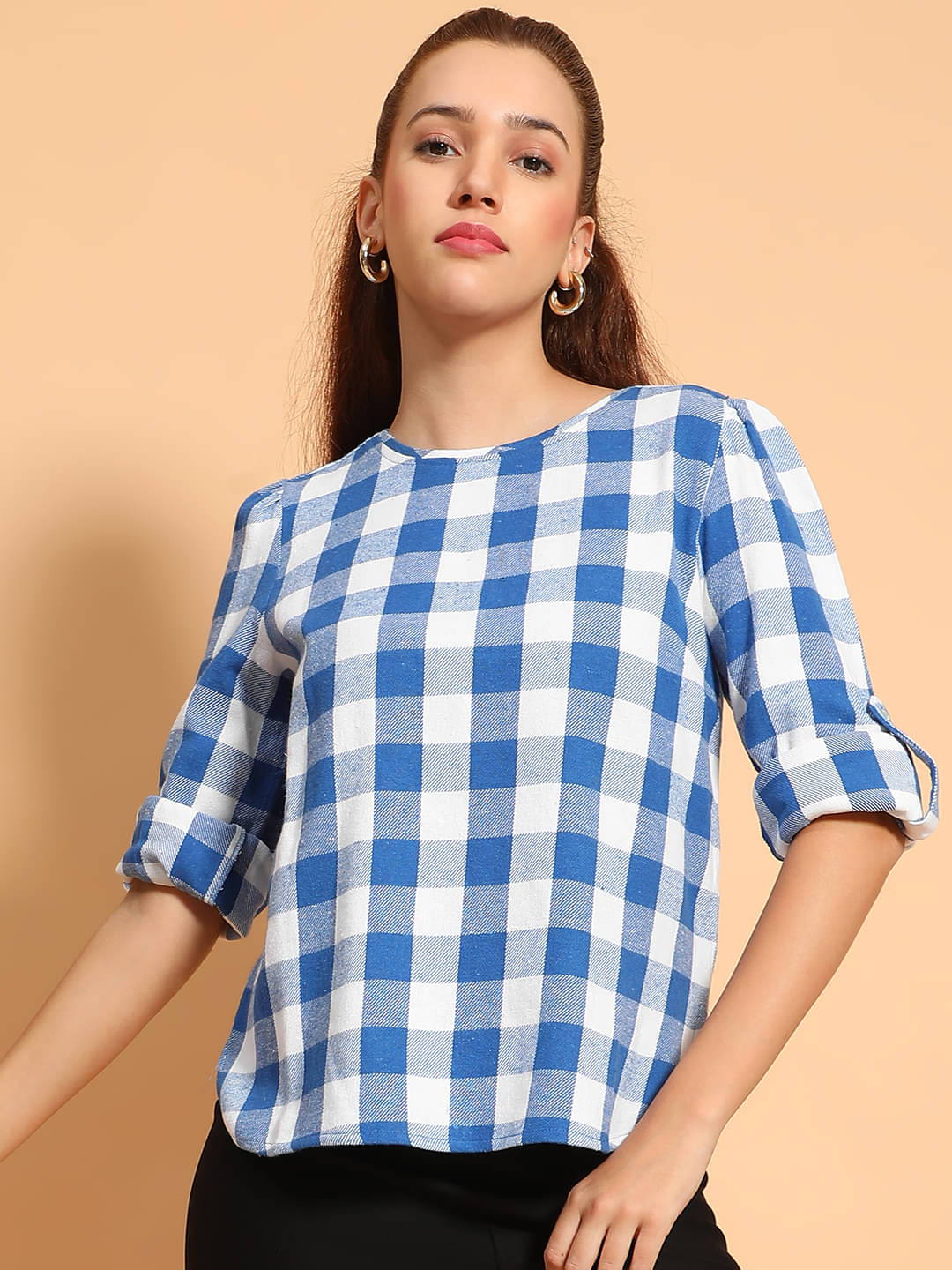 Oxolloxo Light Blue Cotton Women's Regular Top ( Pack of 1 ) Oxolloxo Light Blue Cotton Women's Regular Top ( Pack of 1 )