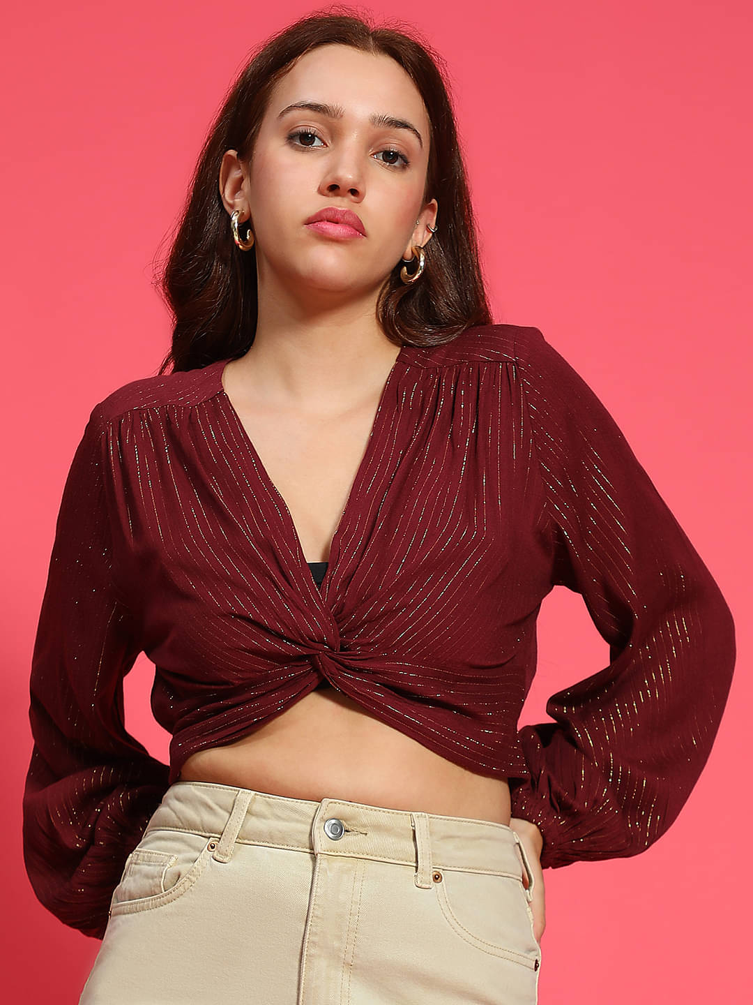     			Oxolloxo Women's Viscose Rayon Regular Top ( Maroon )