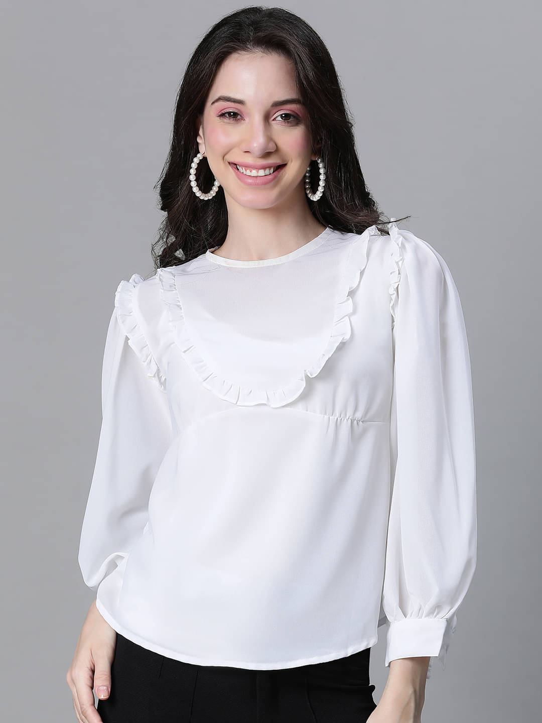     			Oxolloxo Women's Polyester Regular Top ( Off White )
