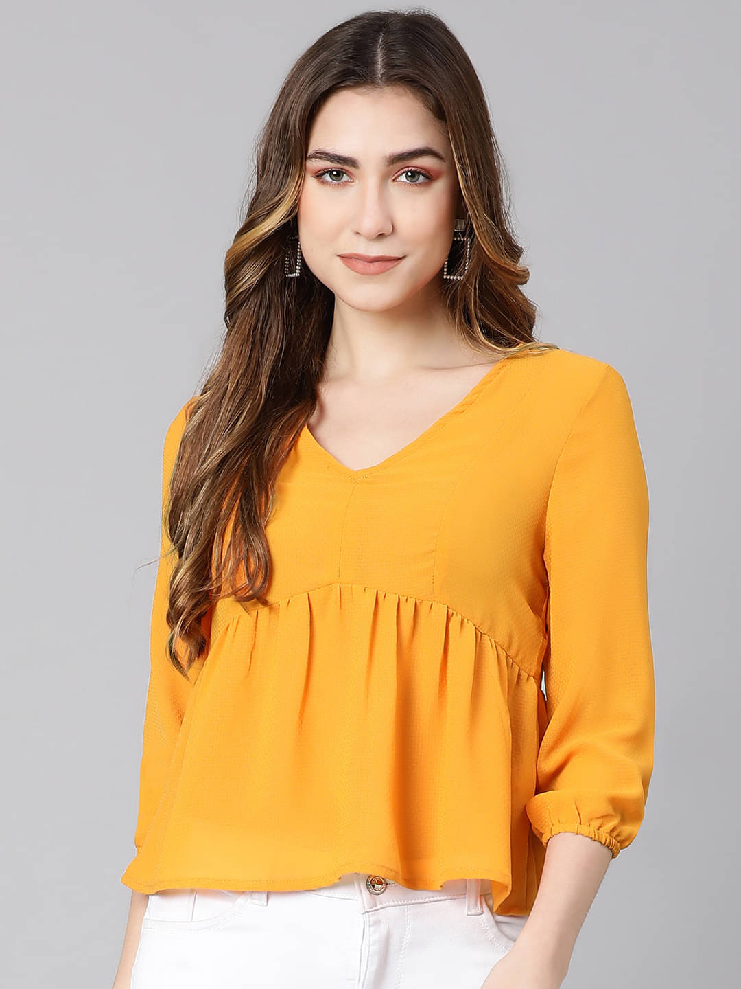 Oxolloxo Women's Polyester Regular Top ( Orange ) Oxolloxo Women's Polyester Regular Top ( Orange )