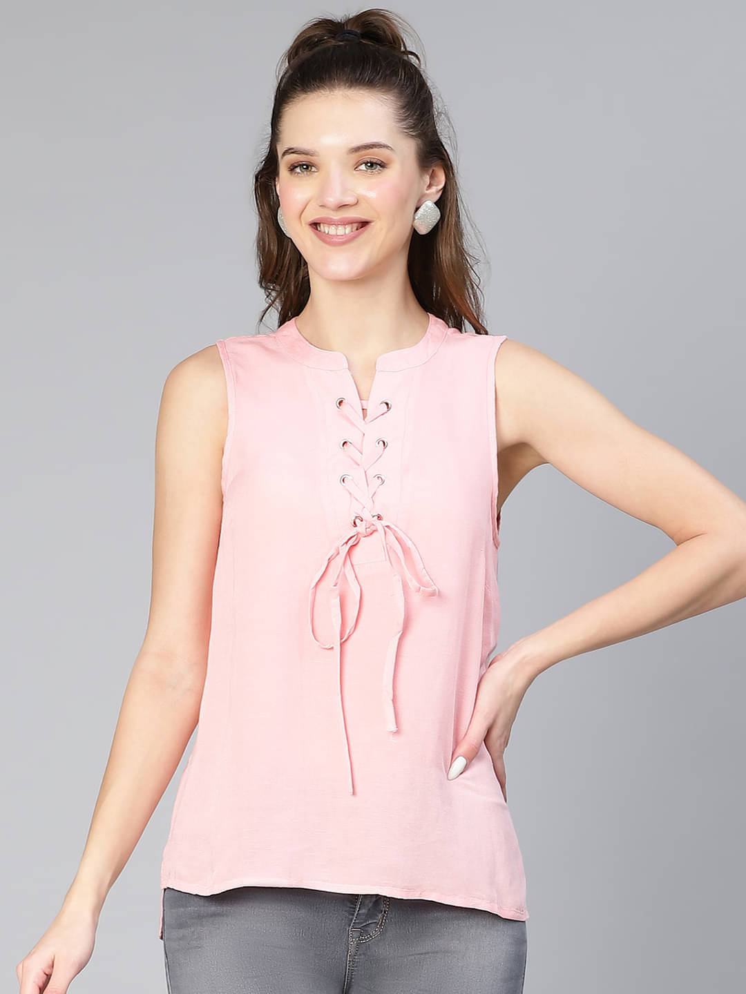 Oxolloxo Women's Linen Tank Top ( Pink ) Oxolloxo Women's Linen Tank Top ( Pink )