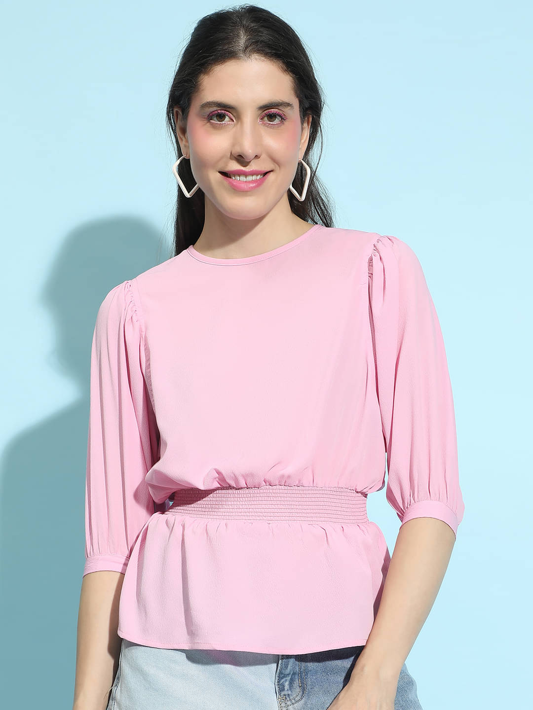 Oxolloxo Women's Polyester Regular Top ( Pink ) Oxolloxo Women's Polyester Regular Top ( Pink )