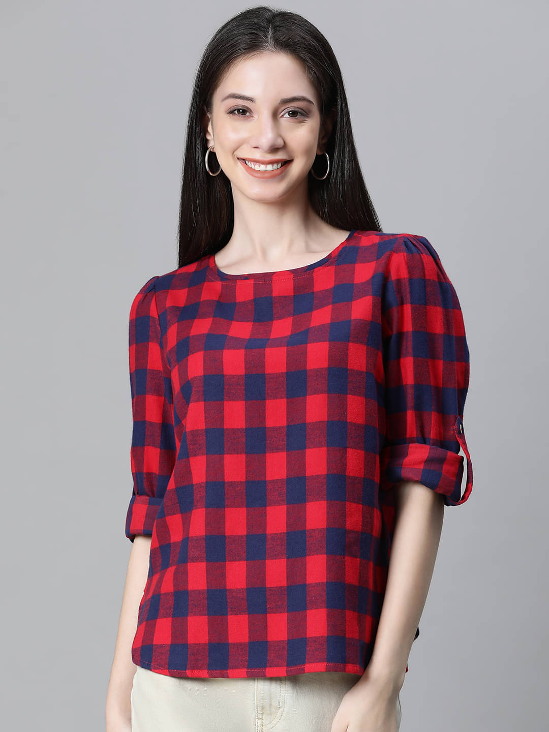 Oxolloxo Red Cotton Women's Regular Top ( Pack of 1 )     			Oxolloxo Red Cotton Women's Regular Top ( Pack of 1 )