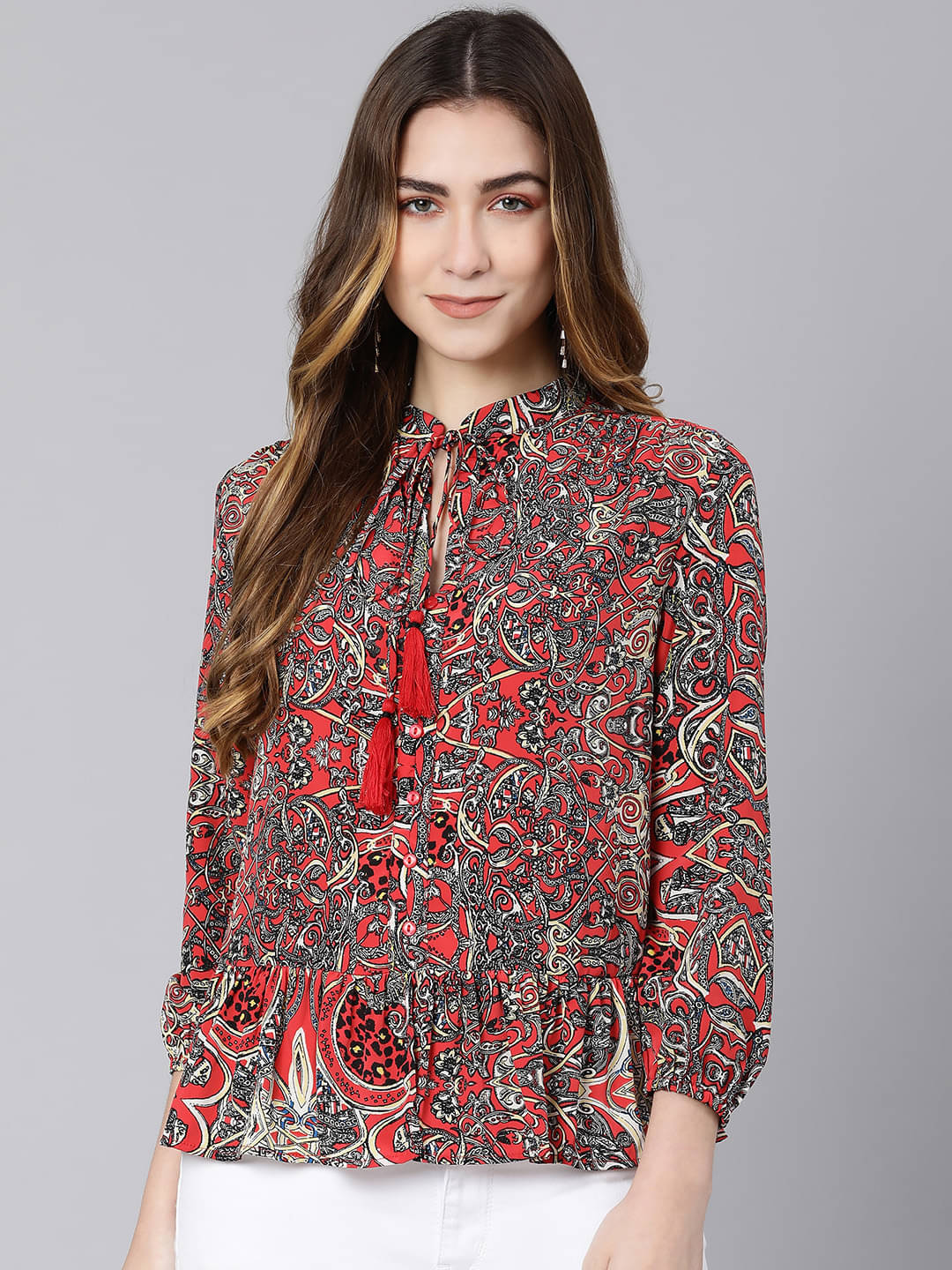 Oxolloxo Women's Polyester Regular Top ( Red ) Oxolloxo Women's Polyester Regular Top ( Red )