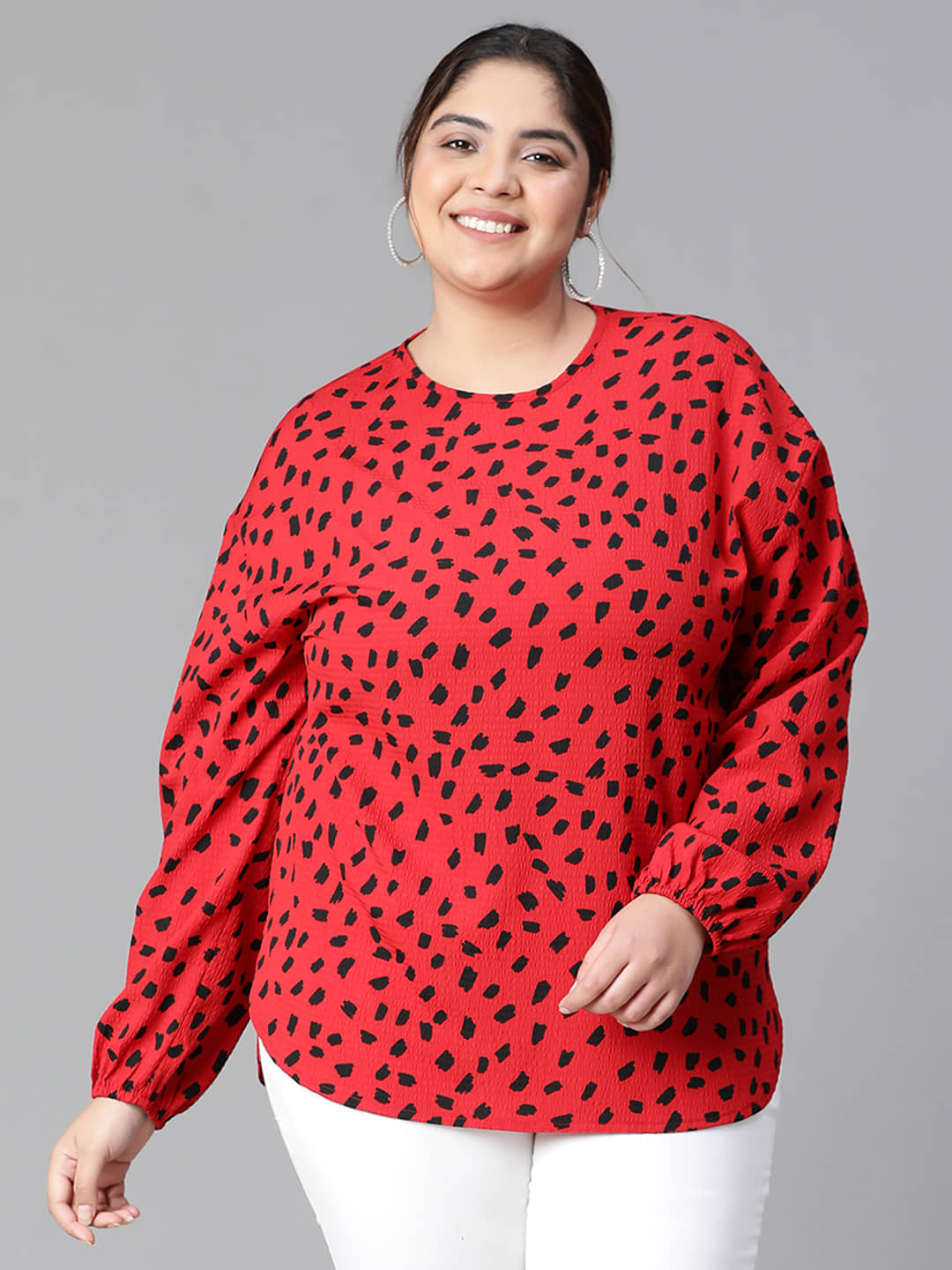 Oxolloxo Women's Polyester Regular Top ( Red )