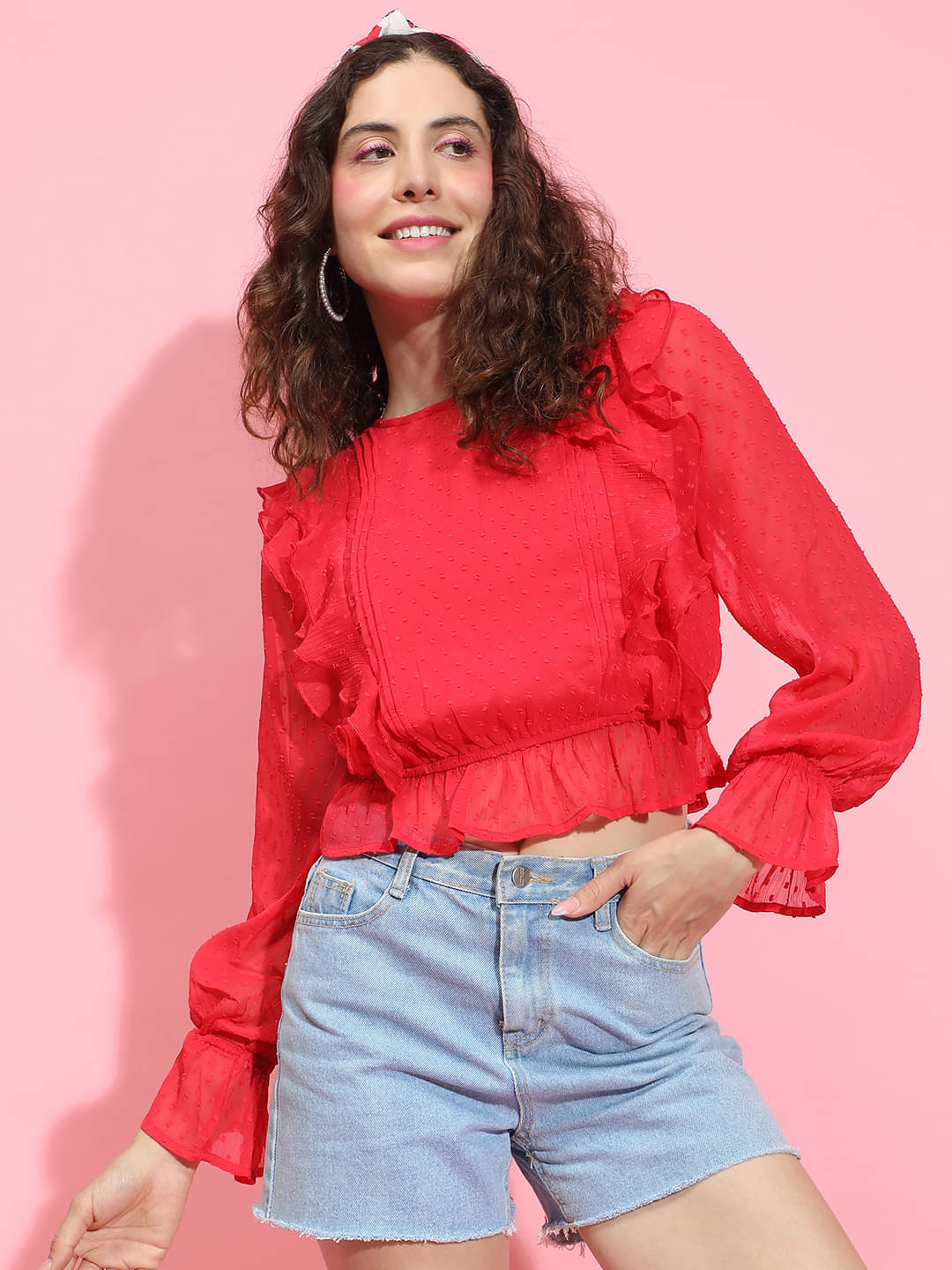     			Oxolloxo Women's Polyester Regular Top ( Red )