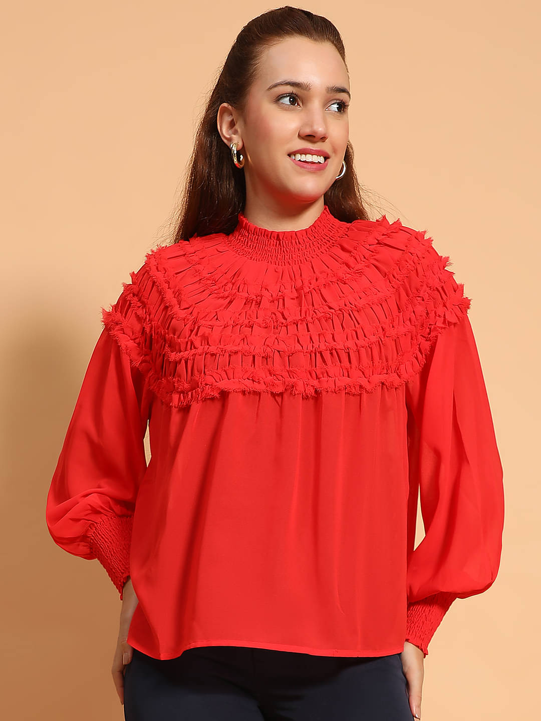     			Oxolloxo Women's Polyester Regular Top ( Red )