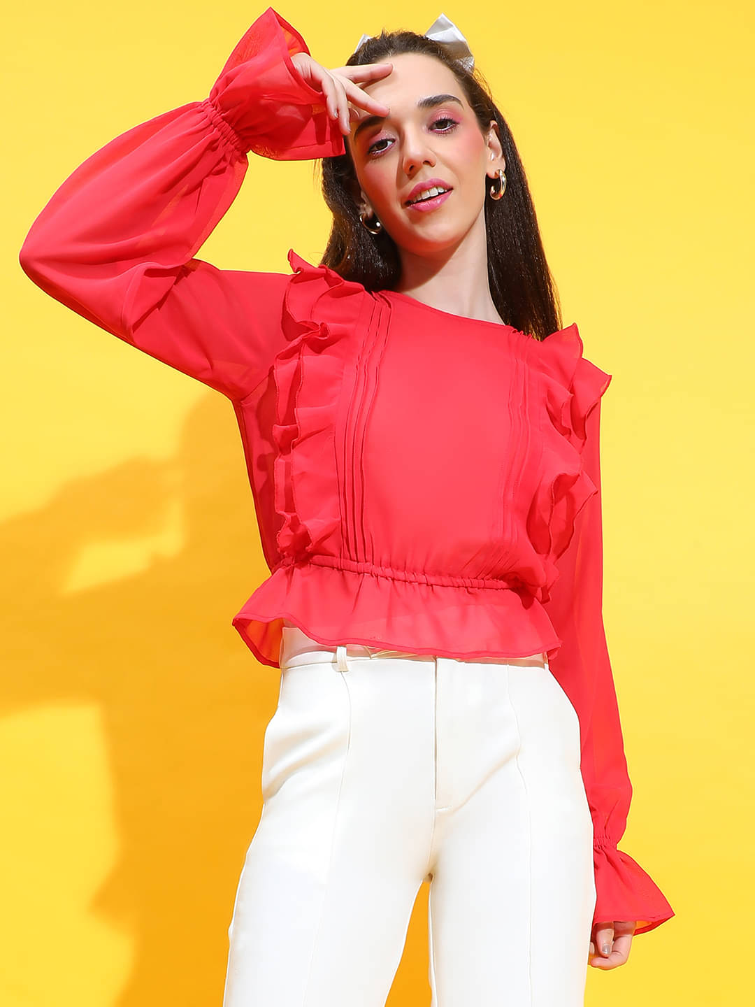 Oxolloxo Women's Polyester Regular Top ( Red ) Oxolloxo Women's Polyester Regular Top ( Red )