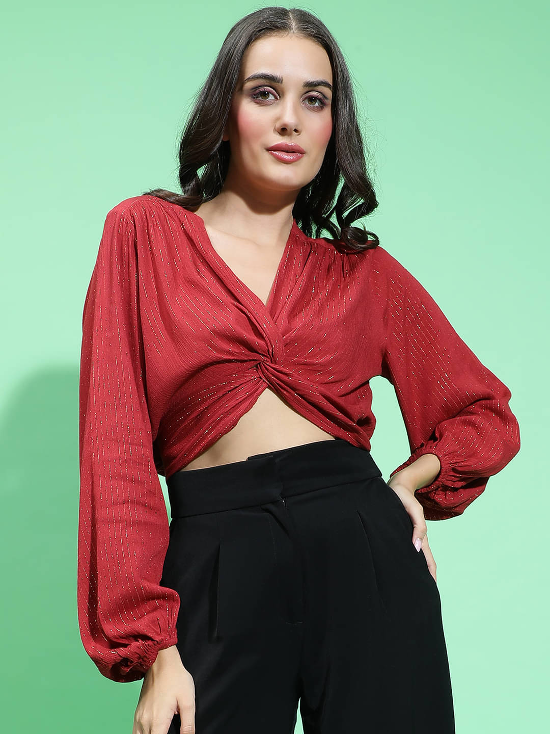 Oxolloxo Women's Viscose Rayon Regular Top ( Red ) Oxolloxo Women's Viscose Rayon Regular Top ( Red )