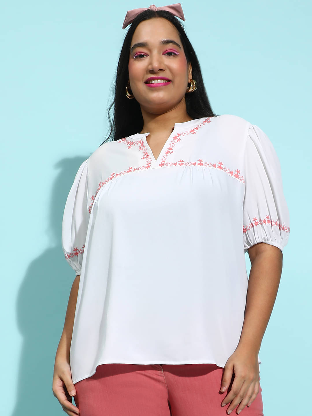     			Oxolloxo Women's Polyester Regular Top ( White )