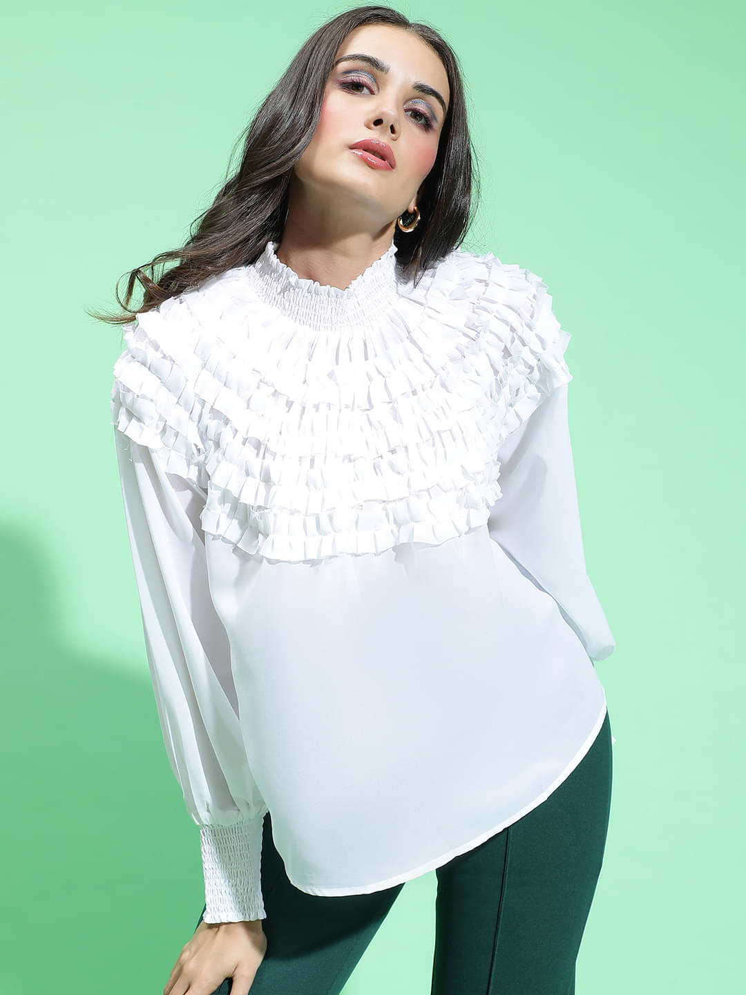     			Oxolloxo Women's Polyester Regular Top ( White )