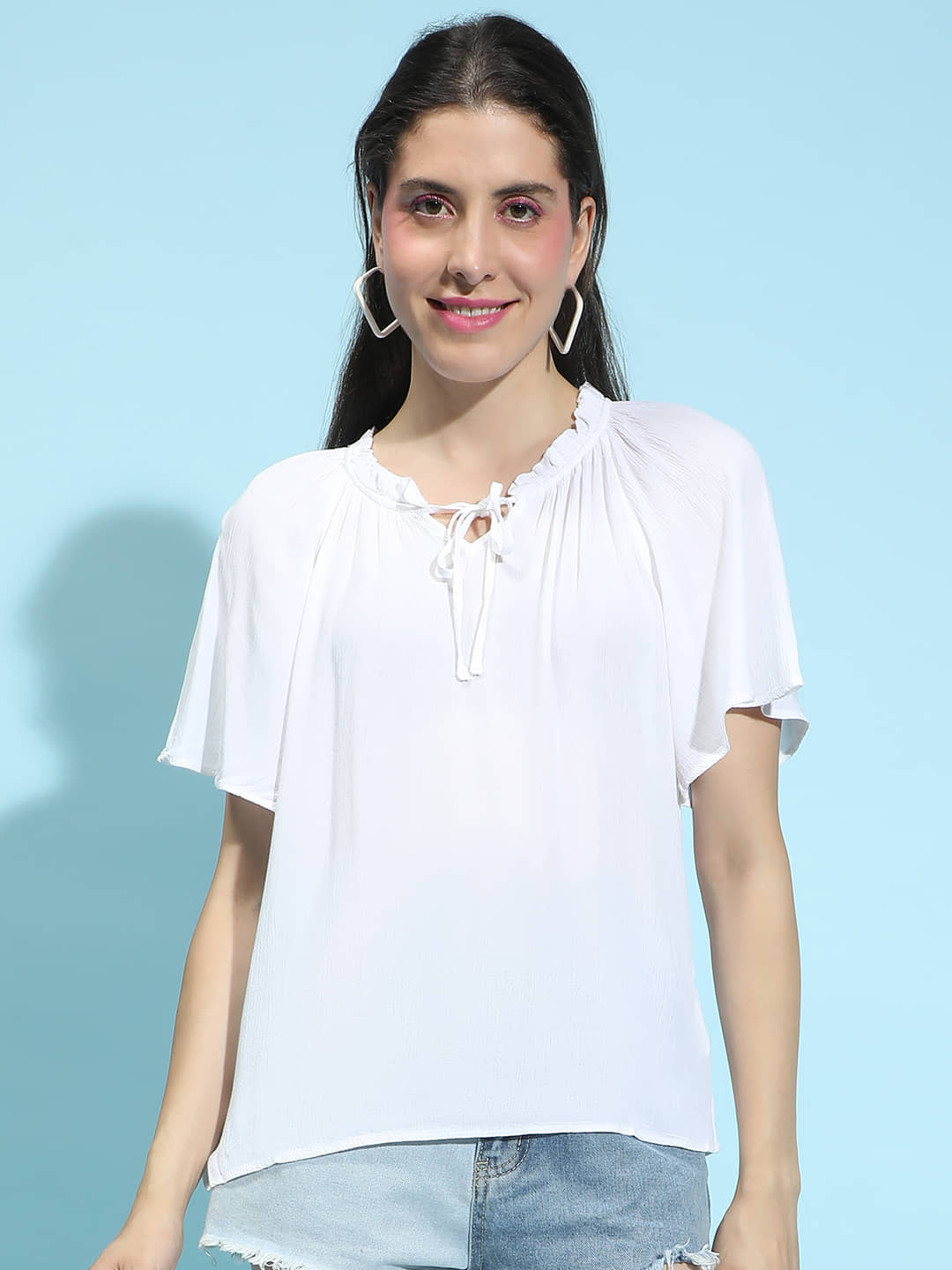 Oxolloxo Women's Viscose Rayon Regular Top ( White )