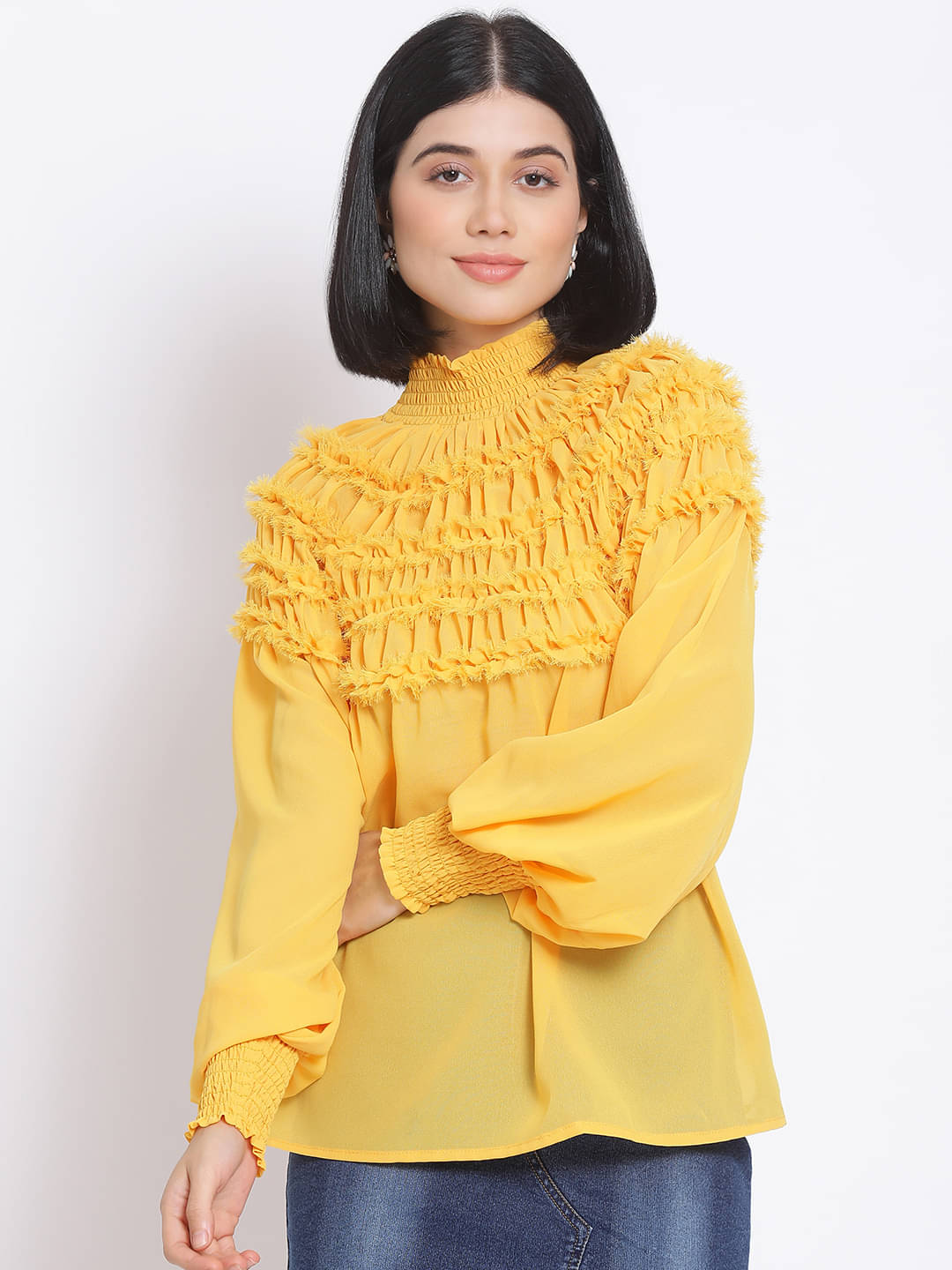    			Oxolloxo Women's Polyester Regular Top ( Yellow )