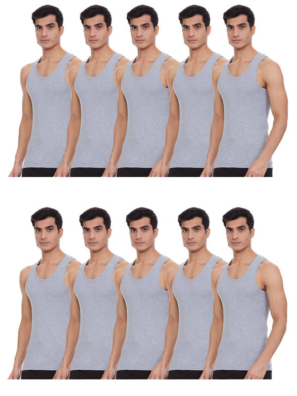     			Renox Pack of 10 Cotton Basic Vest For Men ( Grey )