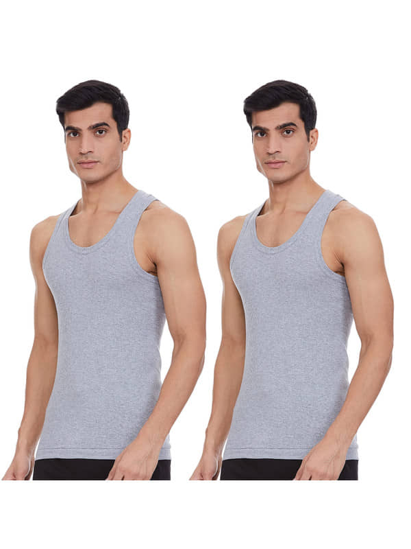 Renox Pack of 2 Cotton Basic Vest For Men ( Grey ) - Nightwear & Loungewear | Buy online on ZillyBuy