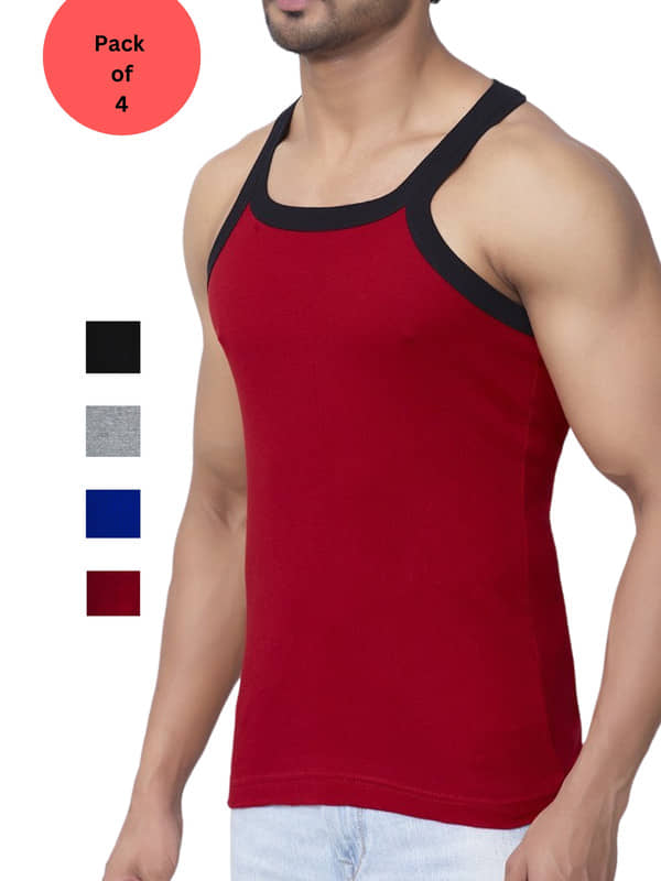 Renox Pack of 4 Cotton Tank For Men ( Multicolor ) - Nightwear & Loungewear | Buy online on ZillyBuy