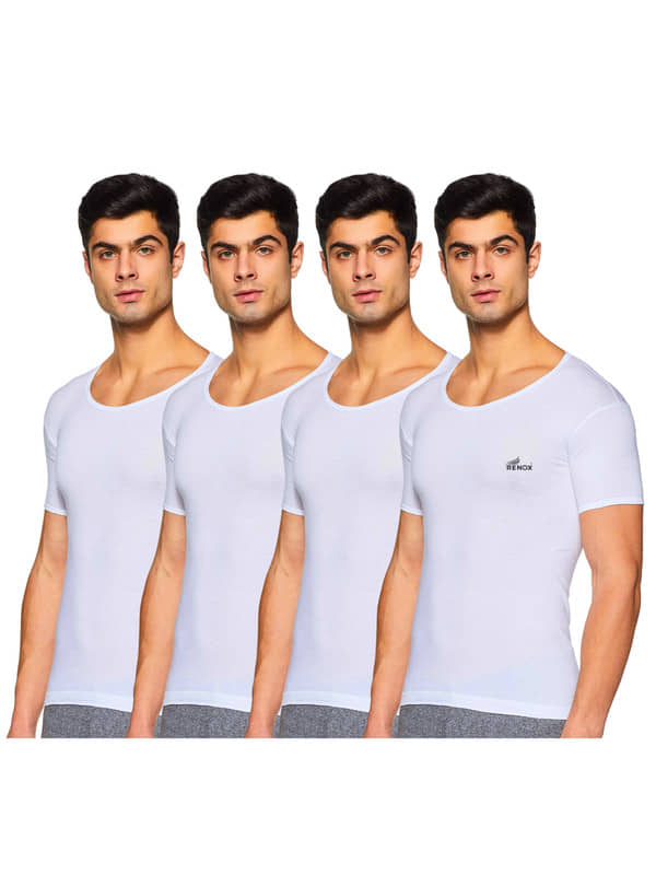 Renox Pack of 4 Cotton Tank For Men ( White ) - Nightwear & Loungewear | Buy online on ZillyBuy