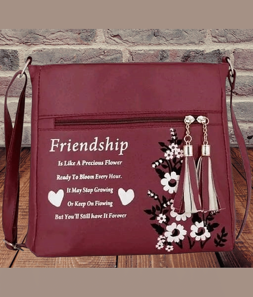 The monaina crapt Sling Bag PU Set of 1 ( Red ) - Handbags | Buy online on ZillyBuy