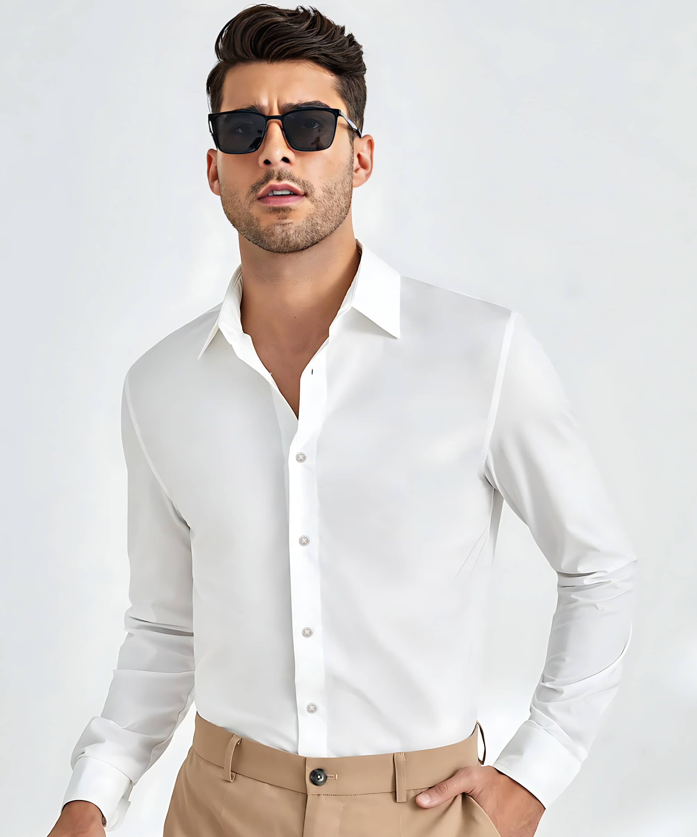 WEBRIC Cotton Blend Regular Fit Full Sleeves Men's Formal Shirt - White ( Pack of 1 ) WEBRIC Cotton Blend Regular Fit Full Sleeves Men's Formal Shirt - White ( Pack of 1 )
