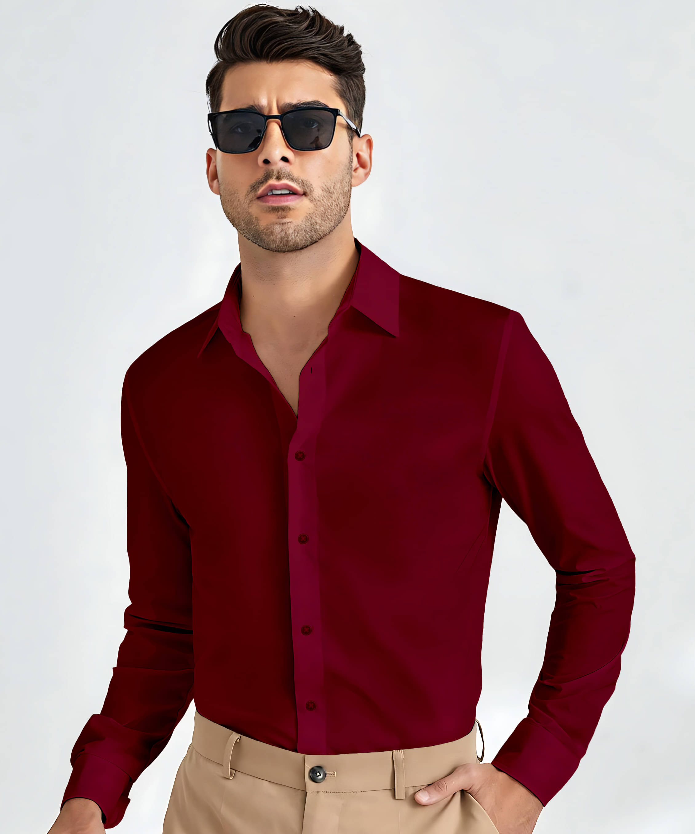 WEBRIC Cotton Blend Regular Fit Full Sleeves Men's Formal Shirt - Maroon ( Pack of 1 ) WEBRIC Cotton Blend Regular Fit Full Sleeves Men's Formal Shirt - Maroon ( Pack of 1 )