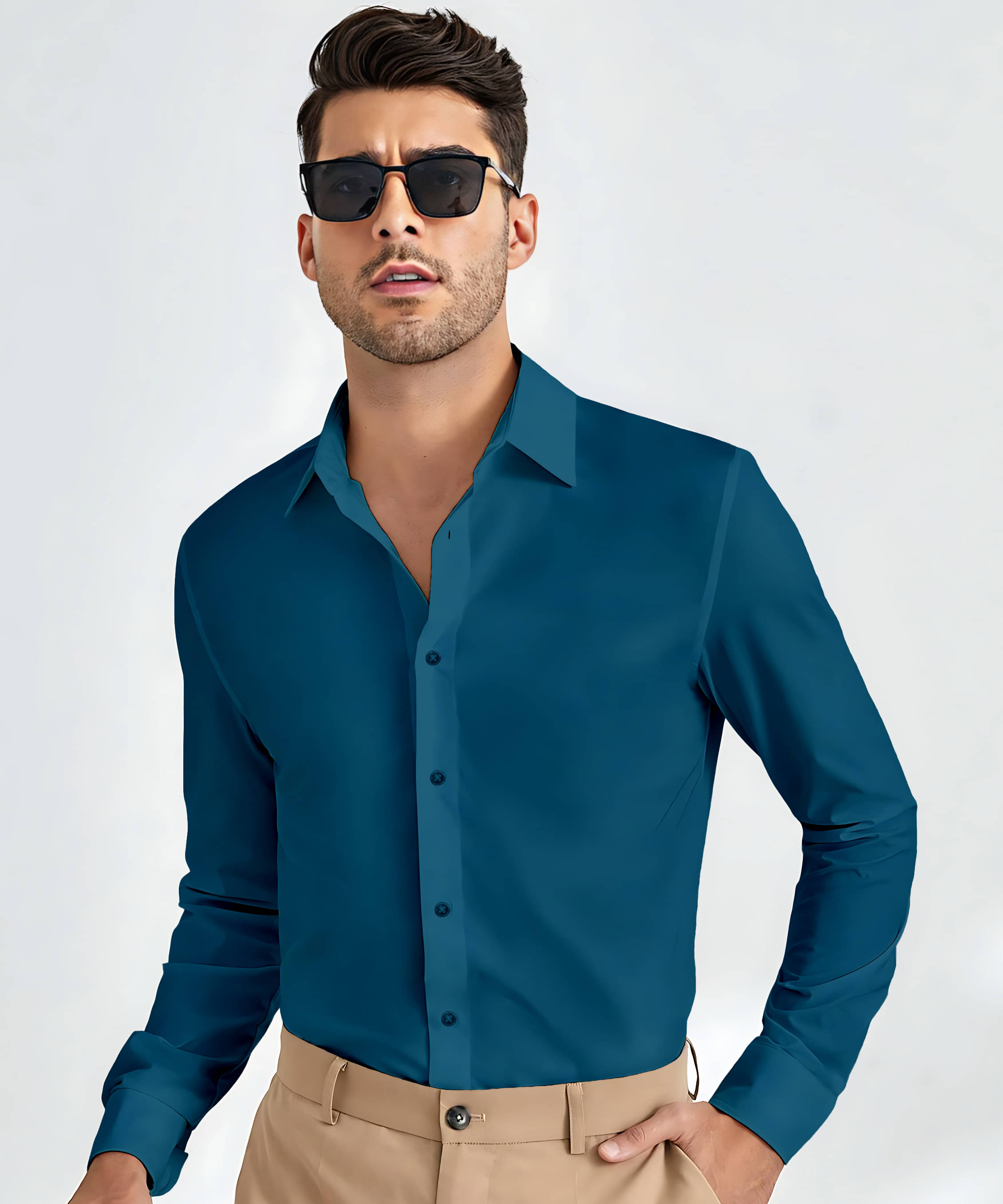 WEBRIC Cotton Blend Regular Fit Full Sleeves Men's Formal Shirt - Teal ( Pack of 1 ) WEBRIC Cotton Blend Regular Fit Full Sleeves Men's Formal Shirt - Teal ( Pack of 1 )