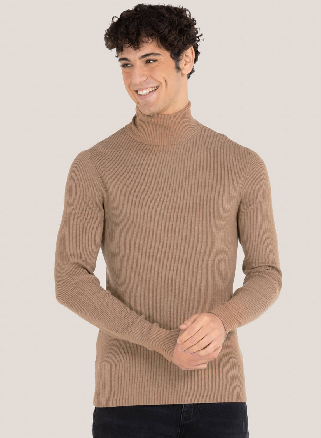     			clafoutis Lycra High Neck Men's Full Sleeves Pullover Sweater - Beige ( Pack of 1 )