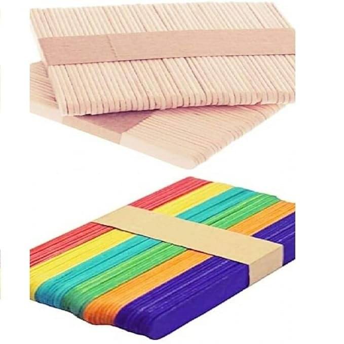 freedy 100 Sticks(50 Colored and 50 Plain) Sticks Natural Wooden ice Cream Sticks for School Projects     			freedy 100 Sticks(50 Colored and 50 Plain) Sticks Natural Wooden ice Cream Sticks for School Projects