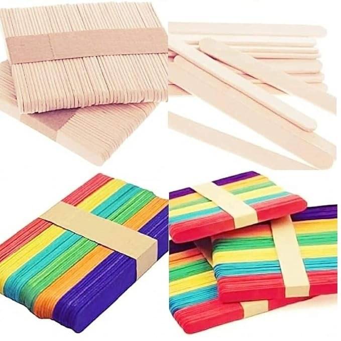 freedy 200 Sticks(100 Colored and 100 Plain) Sticks Natural Wooden ice Cream Sticks for School Projects     			freedy 200 Sticks(100 Colored and 100 Plain) Sticks Natural Wooden ice Cream Sticks for School Projects