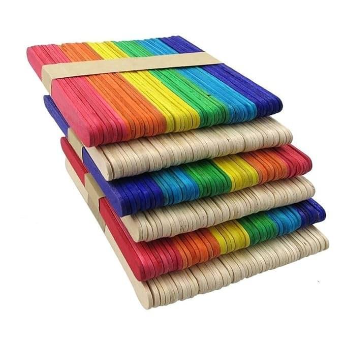 freedy 200 Sticks(100 Colored and 100 Plain) Sticks Natural Wooden ice Cream Sticks for School Projects freedy 200 Sticks(100 Colored and 100 Plain) Sticks Natural Wooden ice Cream Sticks for School Projects
