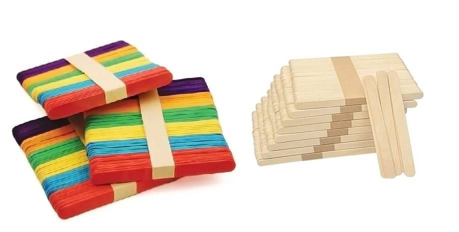 freedy 400 Sticks(200 Colored and 200 Plain) Sticks Natural Wooden ice Cream Sticks for School Projects freedy 400 Sticks(200 Colored and 200 Plain) Sticks Natural Wooden ice Cream Sticks for School Projects