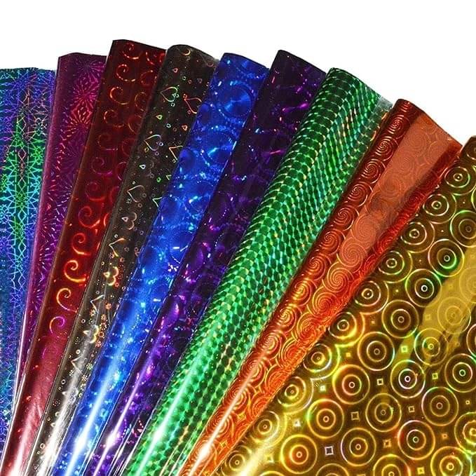     			freedy (5 Colours x 10 Sheets Each) Plastic Holographic Metallic Colour Paper Wrapping Sheets Especially for Gifts for Loved, 65cm X 45cm (Pack of 50)