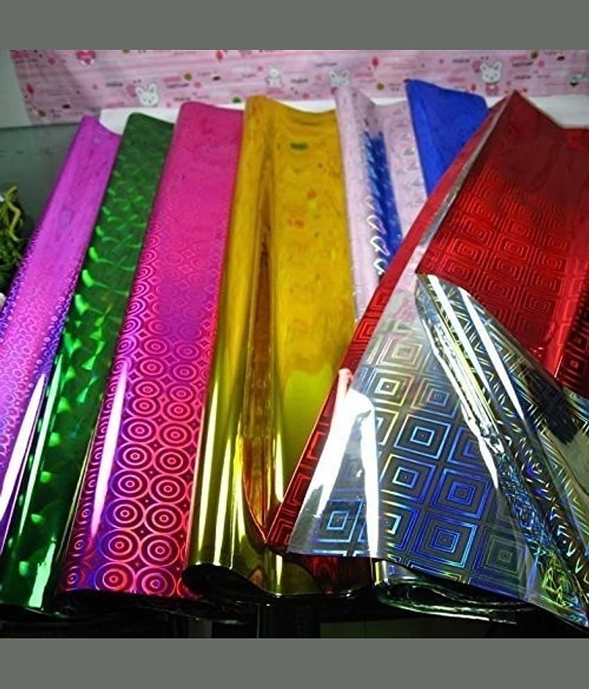 freedy (5 Colours x 5 Sheets Each) Plastic Holographic Metallic Colour Paper Wrapping Sheets Especially for Gifts for Loved, 65cm X 45cm (Pack of 25) - Stationery | Buy online on ZillyBuy
