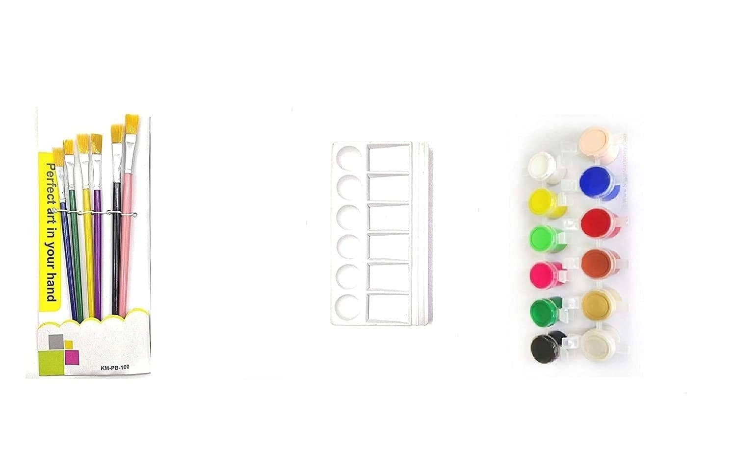freedy Paint Brush Combo 6 Round with Heavy Color Plate  + water colour (one Brush Free) A