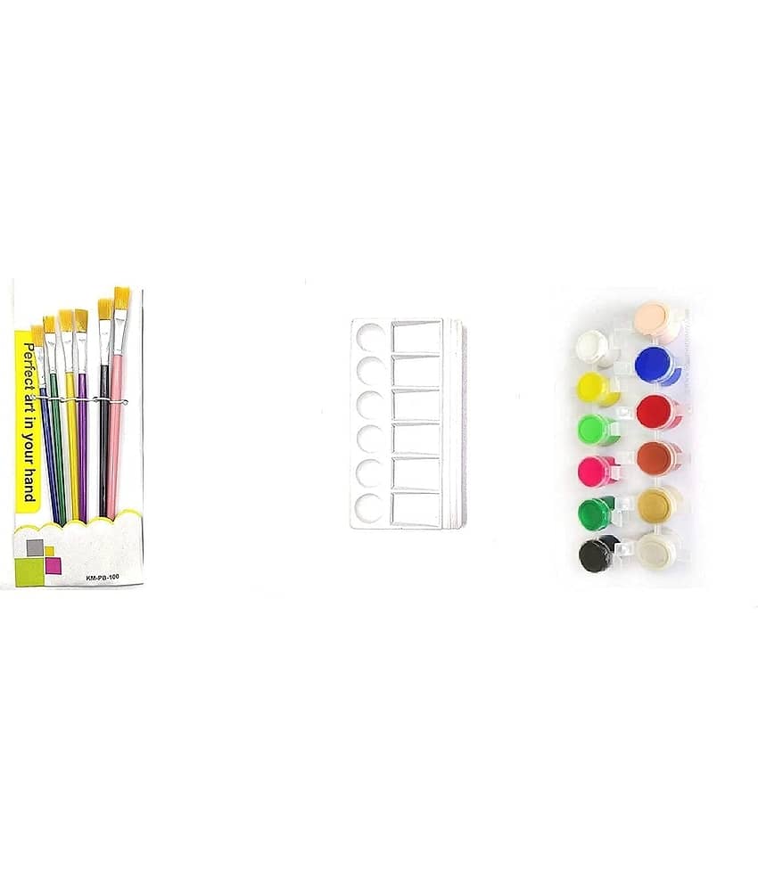 freedy Paint Brush Combo 6 Round with Heavy Color Plate + water colour (one Brush Free) A - Stationery | Buy online on ZillyBuy