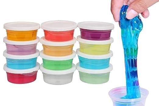     			freedy  Set of 12 Crystal Slime Magic Mud Soft Transparent Jelly Clay Putty Toys for Kids Boys Girls with Clay Modelling Tools Non Toxic - Multi Color