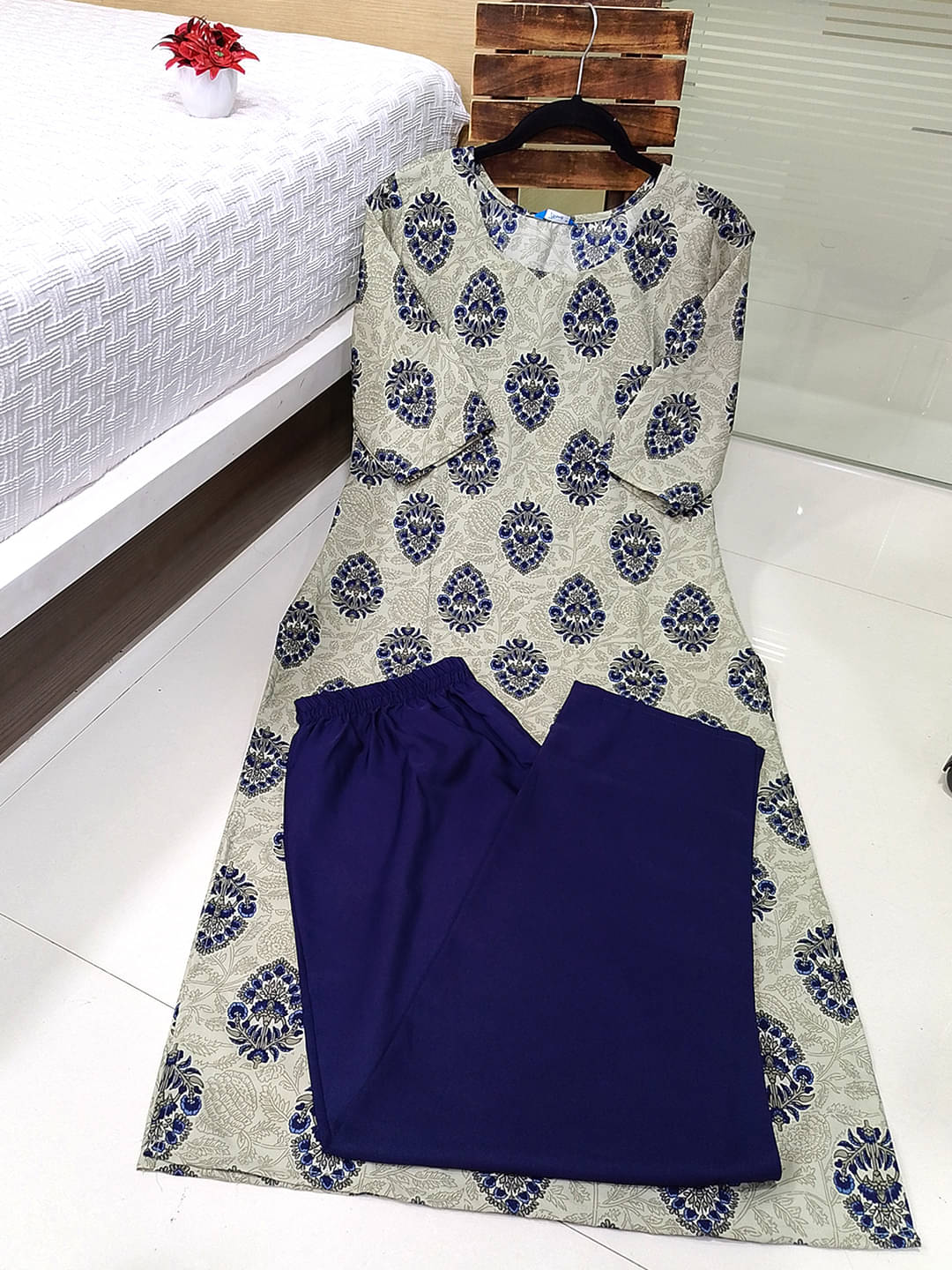1 Stop Fashion Crepe Printed Kurti With Pants Women's Stitched Salwar Suit - Multicoloured ( Pack of 1 ) 1 Stop Fashion Crepe Printed Kurti With Pants Women's Stitched Salwar Suit - Multicoloured ( Pack of 1 )