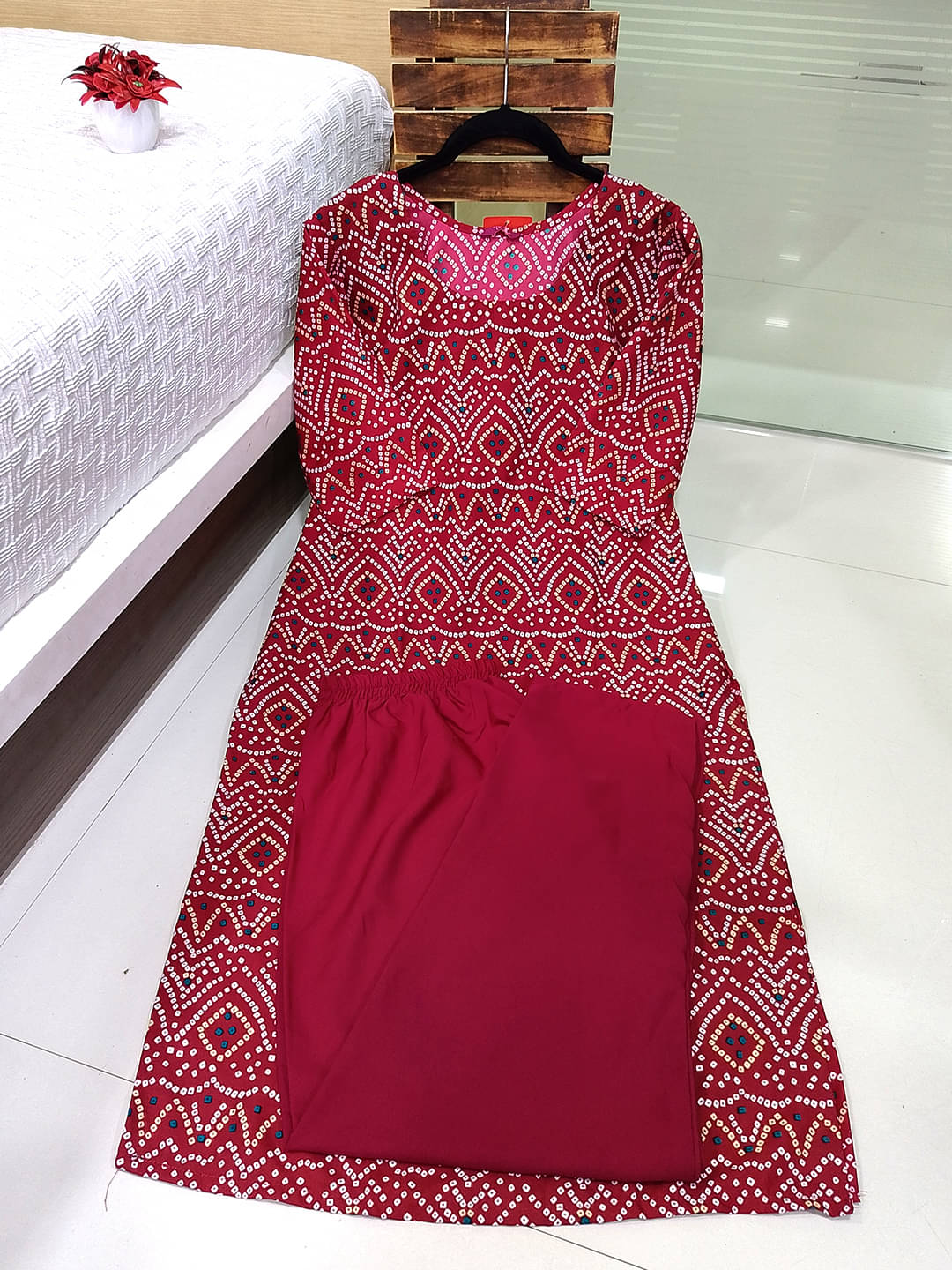 1 Stop Fashion Crepe Printed Kurti With Pants Women's Stitched Salwar Suit - Maroon ( Pack of 1 ) 1 Stop Fashion Crepe Printed Kurti With Pants Women's Stitched Salwar Suit - Maroon ( Pack of 1 )