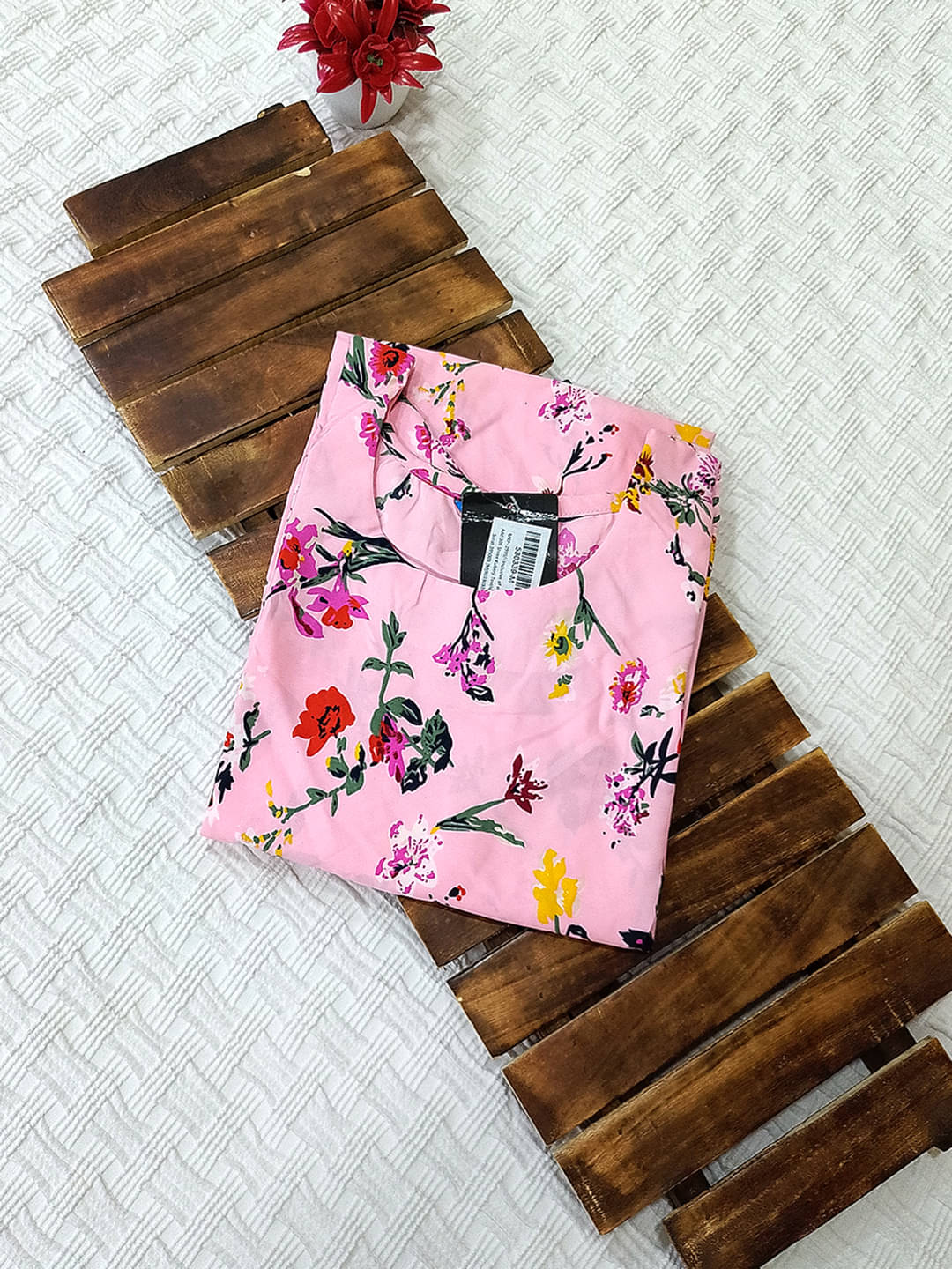     			1 Stop Fashion Pack of 1 Crepe Printed Straight Women's Kurti - ( Pink )