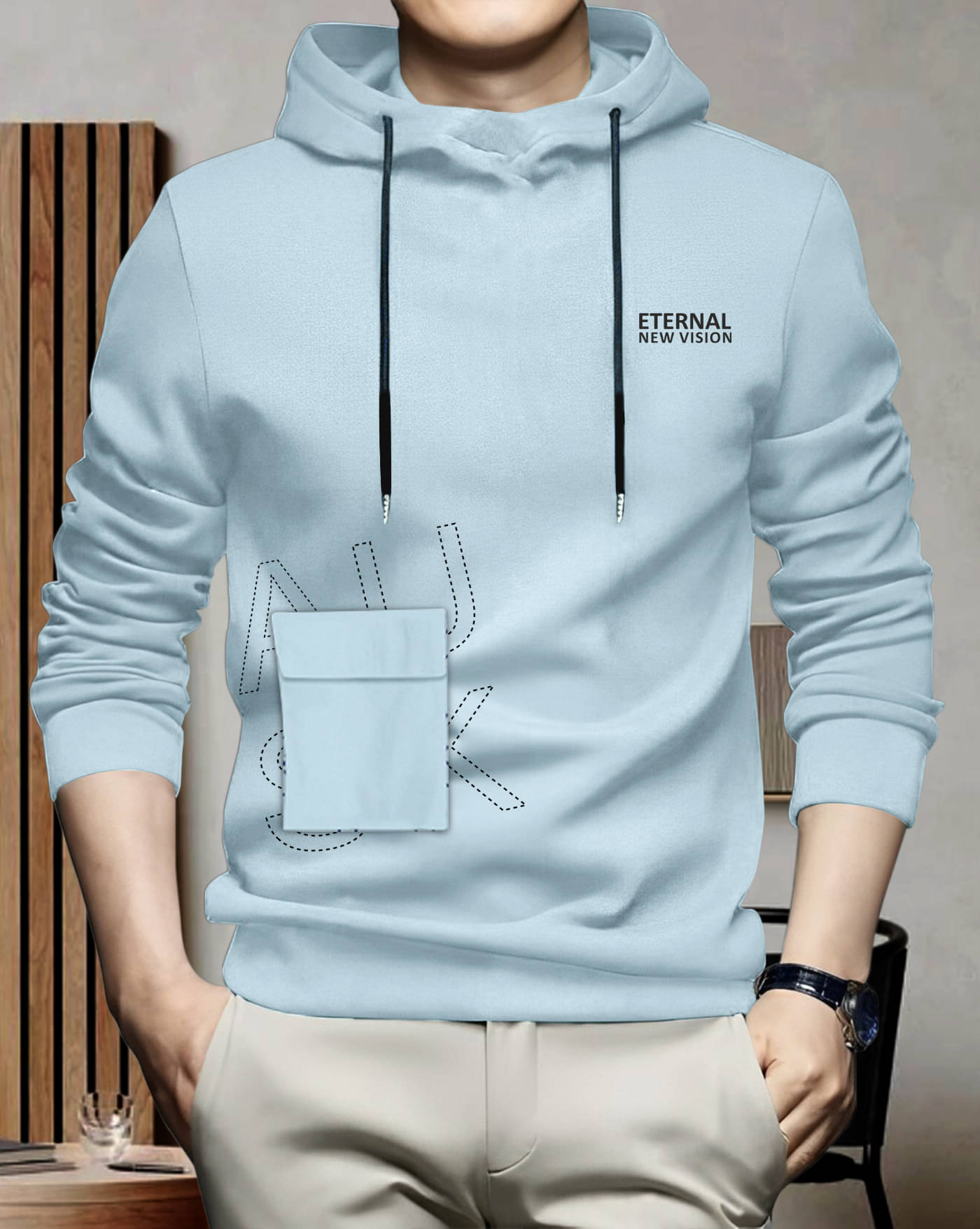 AOOSH Cotton Blend Regular Fit Printed Full Sleeves Men's Hooded T-Shirt - Light Blue ( Pack of 1 ) AOOSH Cotton Blend Regular Fit Printed Full Sleeves Men's Hooded T-Shirt - Light Blue ( Pack of 1 )