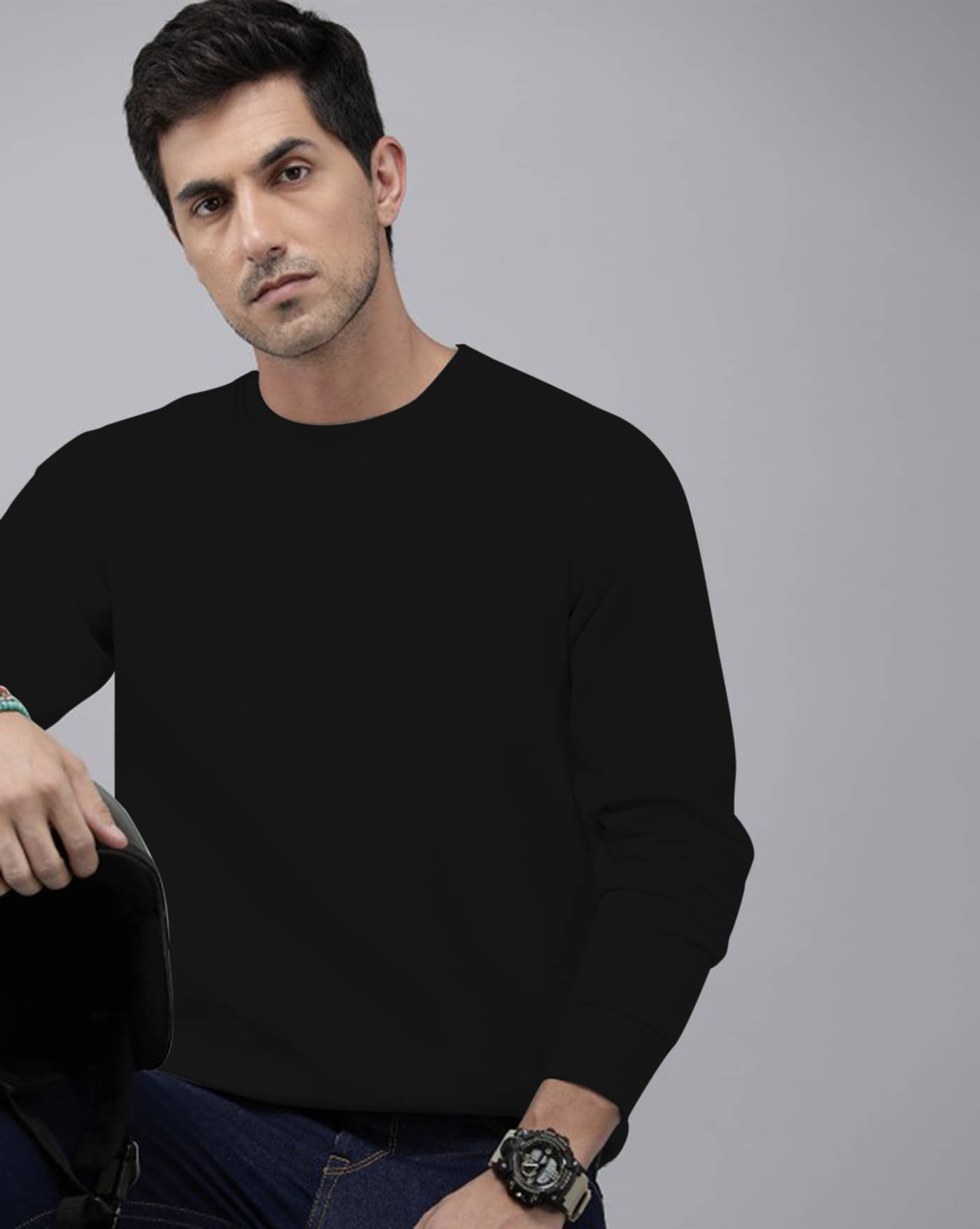 AOOSH Fleece Round Neck Men's Sweatshirt - Black ( Pack of 1 ) AOOSH Fleece Round Neck Men's Sweatshirt - Black ( Pack of 1 )