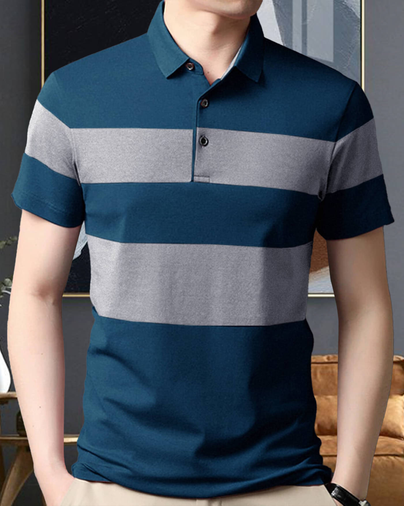 AOOSH Pack of 1 Cotton Blend Regular Fit Colorblock Half Sleeves Men's Polo T Shirt ( Multicolor1 )     			AOOSH Pack of 1 Cotton Blend Regular Fit Colorblock Half Sleeves Men's Polo T Shirt ( Multicolor1 )