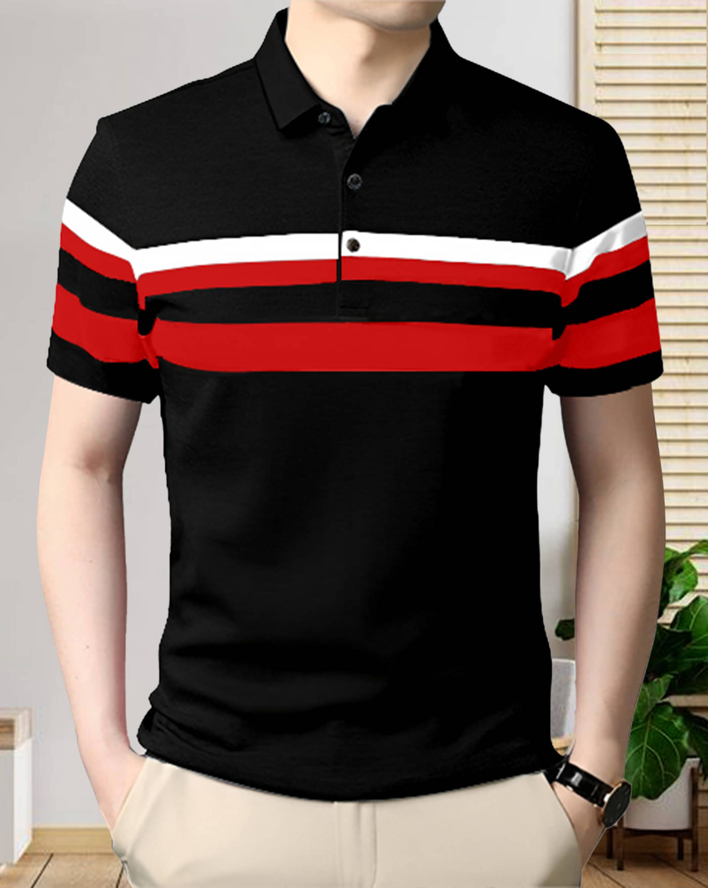 AOOSH Pack of 1 Cotton Blend Regular Fit Colorblock Half Sleeves Men's Polo T Shirt ( Black ) AOOSH Pack of 1 Cotton Blend Regular Fit Colorblock Half Sleeves Men's Polo T Shirt ( Black )