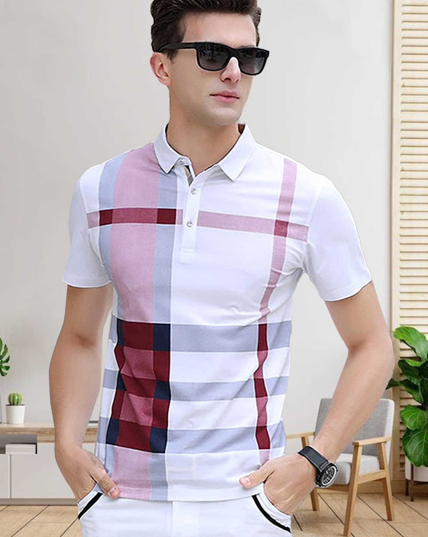 AOOSH Pack of 1 Cotton Blend Regular Fit Printed Half Sleeves Men's Polo T Shirt ( Multicolor7 ) AOOSH Pack of 1 Cotton Blend Regular Fit Printed Half Sleeves Men's Polo T Shirt ( Multicolor7 )
