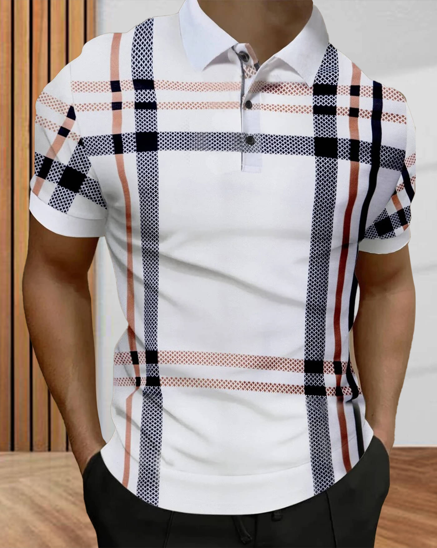     			AOOSH Pack of 1 Cotton Blend Regular Fit Printed Half Sleeves Men's Polo T Shirt ( White )