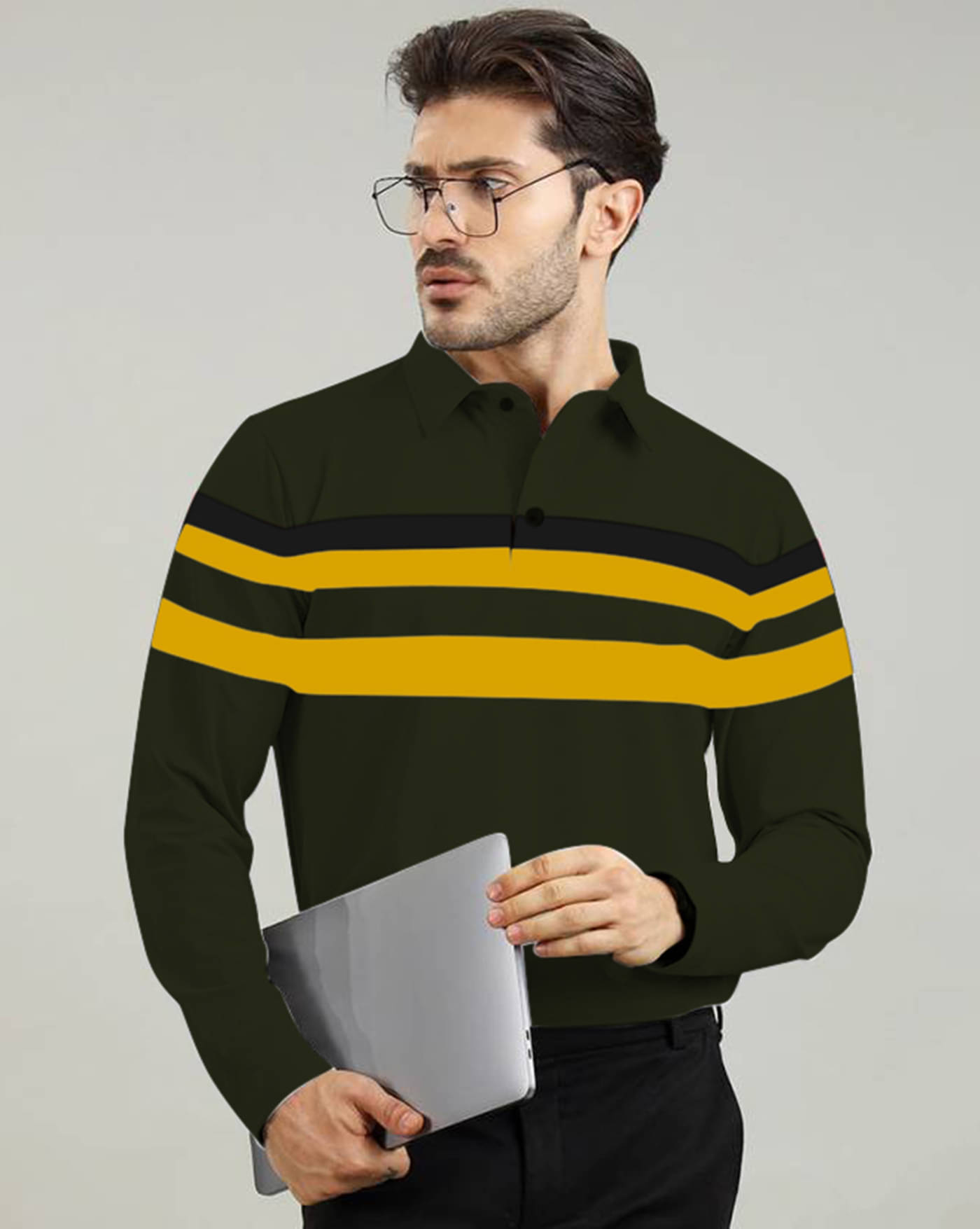AOOSH Pack of 1 Cotton Blend Regular Fit Colorblock Full Sleeves Men's Polo T Shirt ( Olive ) AOOSH Pack of 1 Cotton Blend Regular Fit Colorblock Full Sleeves Men's Polo T Shirt ( Olive )