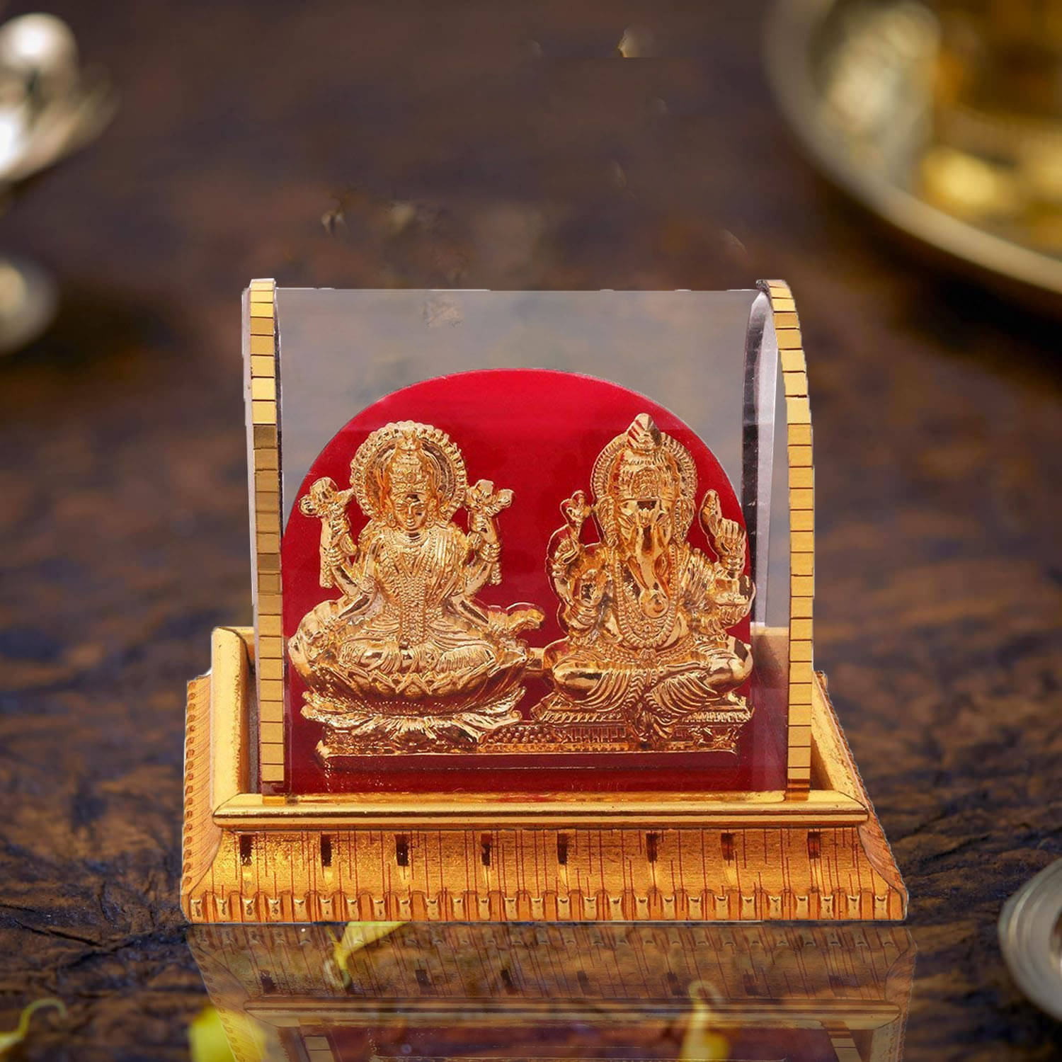     			Awesome Craft Glass Laxmi Ganesh Idol ( 10 cm )