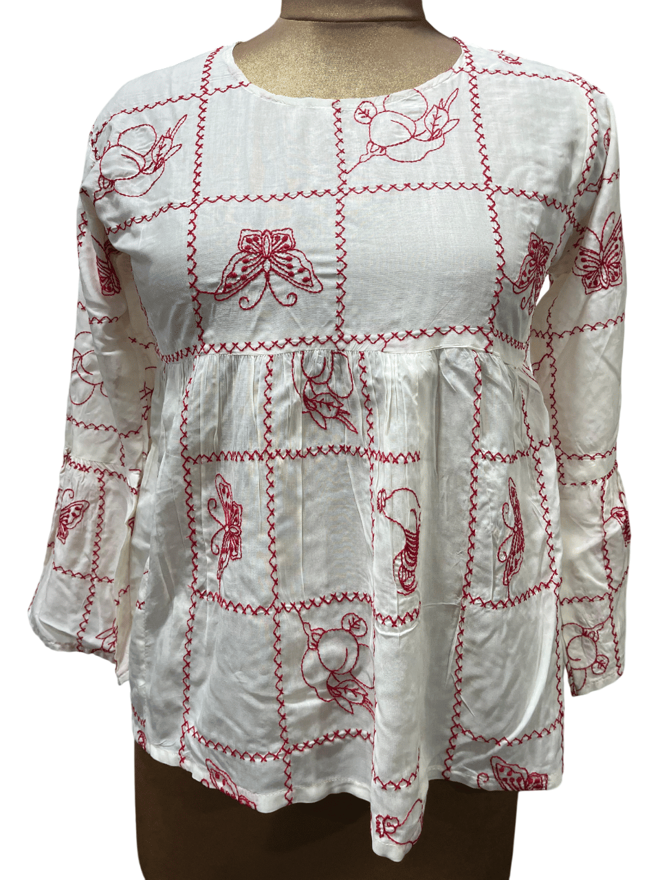     			CIEARO VINTAGE Women's Cotton Peplum Top ( Red )